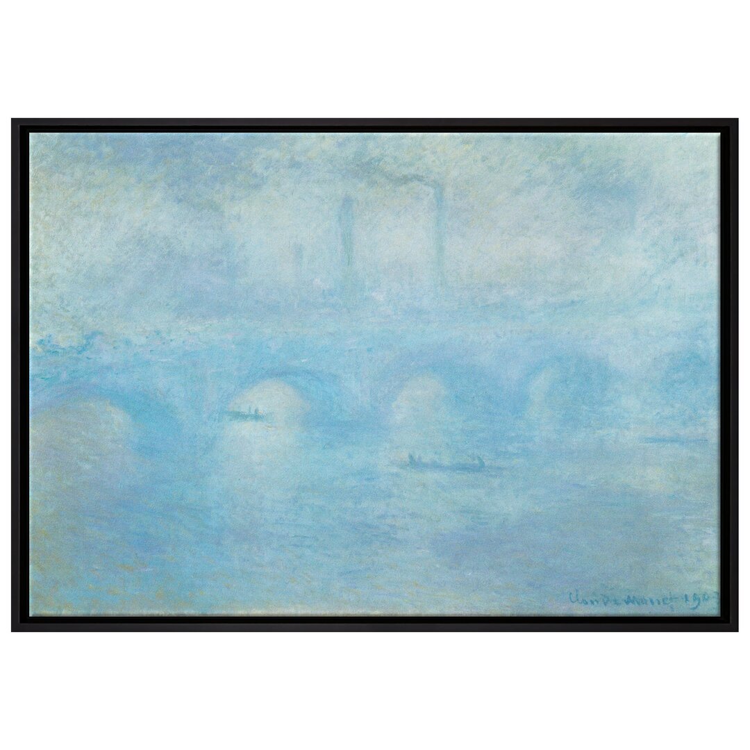 Gerahmtes Leinwandbild Waterloo Bridge in London von Claude Monet