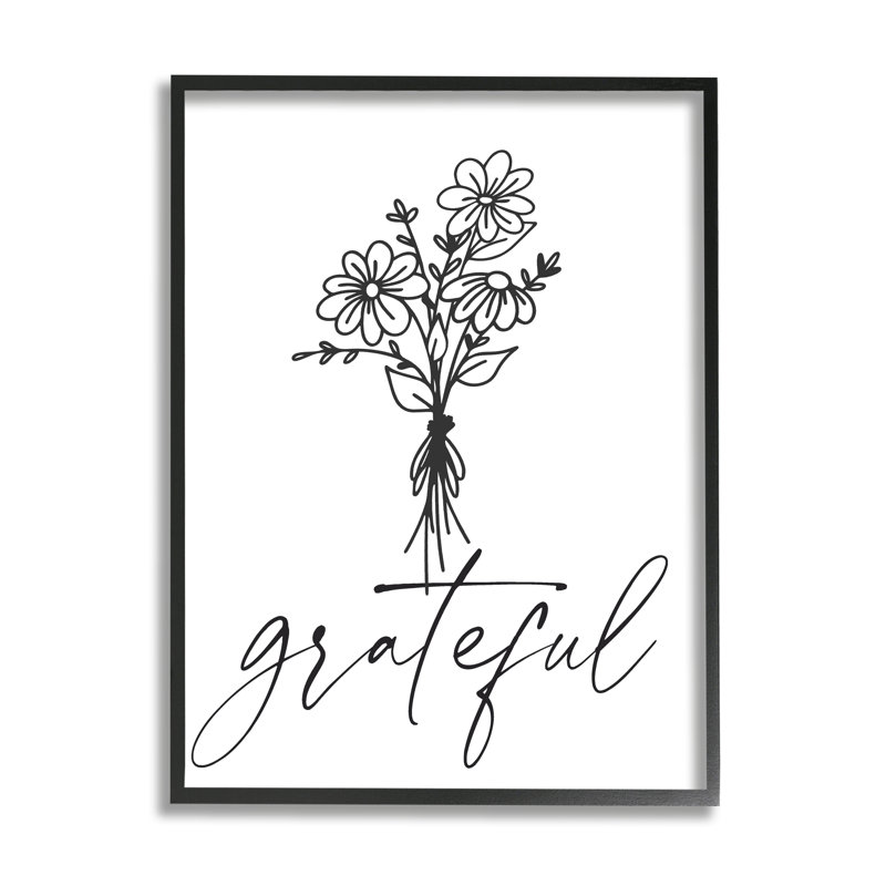 Calligraphie décontractée et reconnaissante, Giclée encadrée noir minuit, H 30 po x l 24 po x P 1,5 po