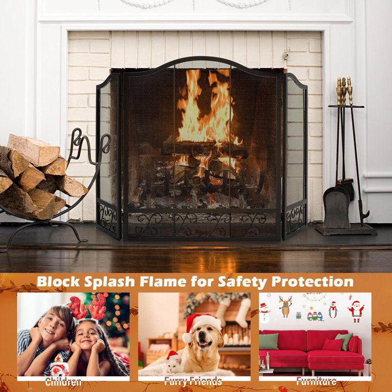Randilynn 3 Panel Metal Fireplace Screen