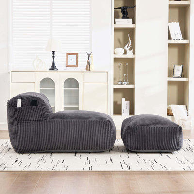 Canapé ergonomique ergonomique en velours côtelé avec fauteuil à billes et repose-pieds confortable