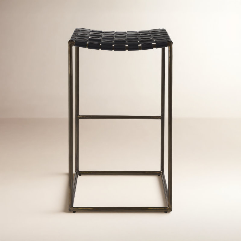 Willette Stool, Nickel, Black