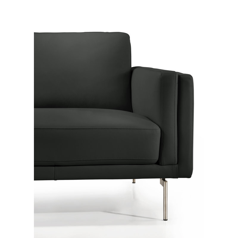 Canapé à accoudoirs carrés 86 po Chumy, Acier inoxydable brossé, Noir
