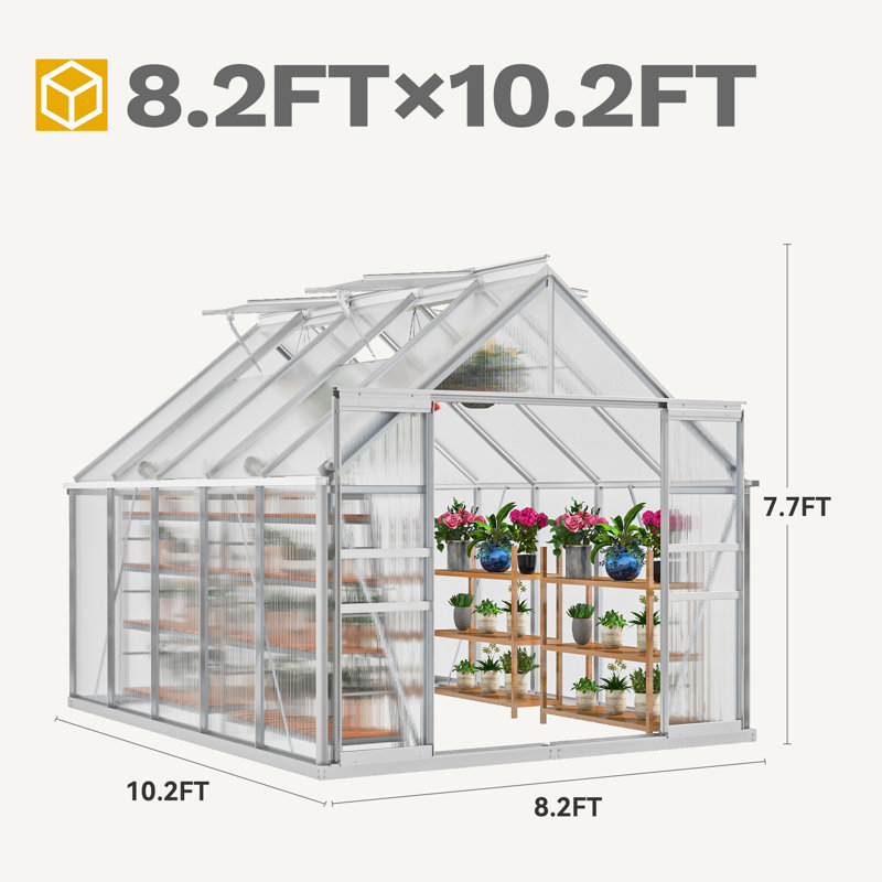Serre en polycarbonate Balconera, 122.4", Argent argent