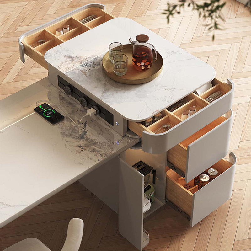 Îlot de roche et table de salle à manger en un