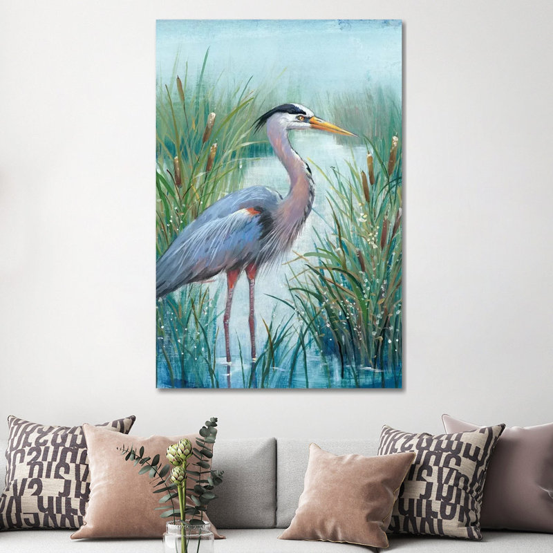 Marsh Heron I by Tim OToole - Wrapped Canvas Painting, 152.5 cm H x 101.5 cm W