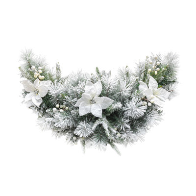 3' Pre-Lit Flocked Greenery Christmas Faux Swag with Lights