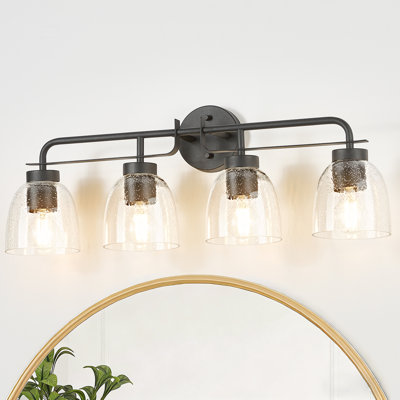 Applique murale industrielle 28 po à 4 lumières pour salle de bain 28 po avec verre bullé 28 po