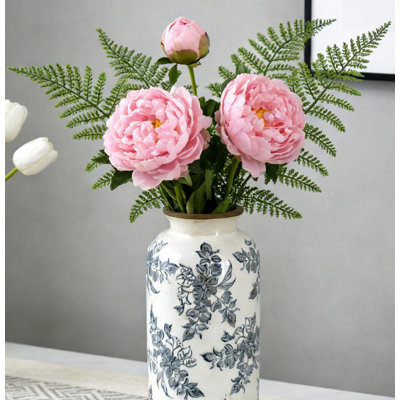 5.3x5.3x10.2" Flower Vase with Floral Pattern