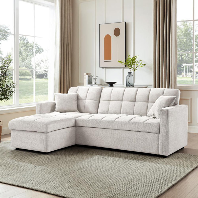 Harriet 3 Seater Sofa Bed, White Linen