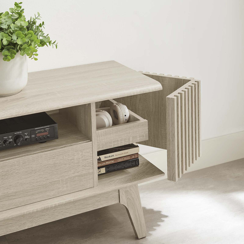 Eudora 60'' Light Oak Modern TV Stand with Cabinet