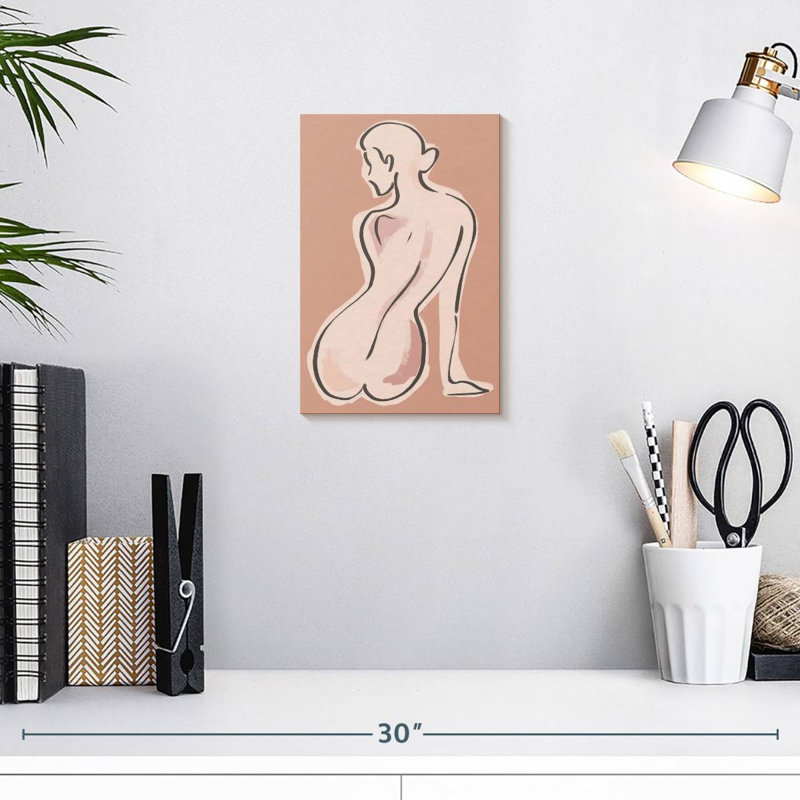 Belles lignes féminines sur toile, H 12 po x l 8 po x P 1 po