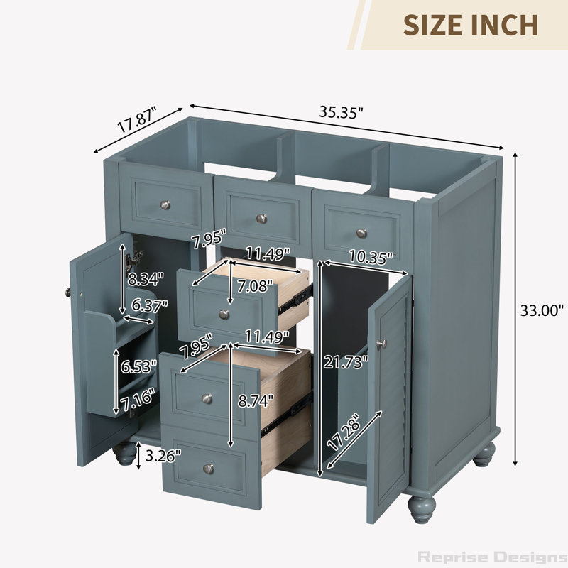 35.35'' Single Bathroom Vanity Base Only