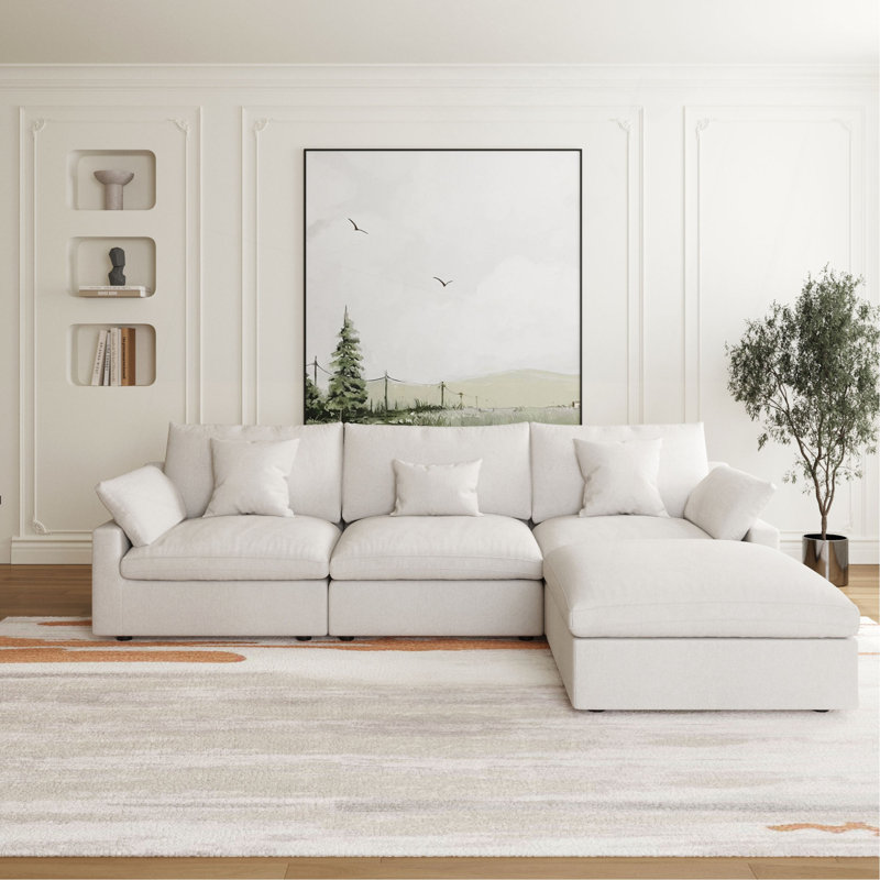 Canapé modulaire en L Sky Sky, Tissu blanc