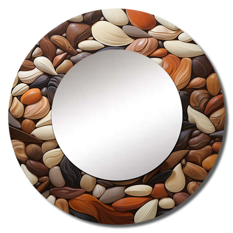 Beans Ballet Stone Collage - miroir mural Cacao, miroir décoratif rond gris, impression d'art en métal, 29 po x 29 po