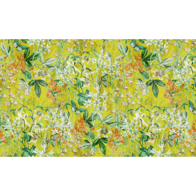 Peel & Stick Botanical Wall Mural - Spring Garden Lemon, 96" L x 120" W