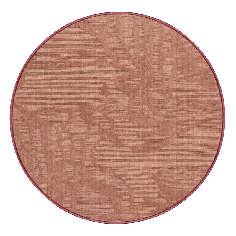 Machine Washable Abstract Pink Area Rug, Round 3'