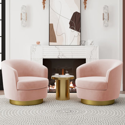 Velvet Swivel Barrel Chair (Set of 2)