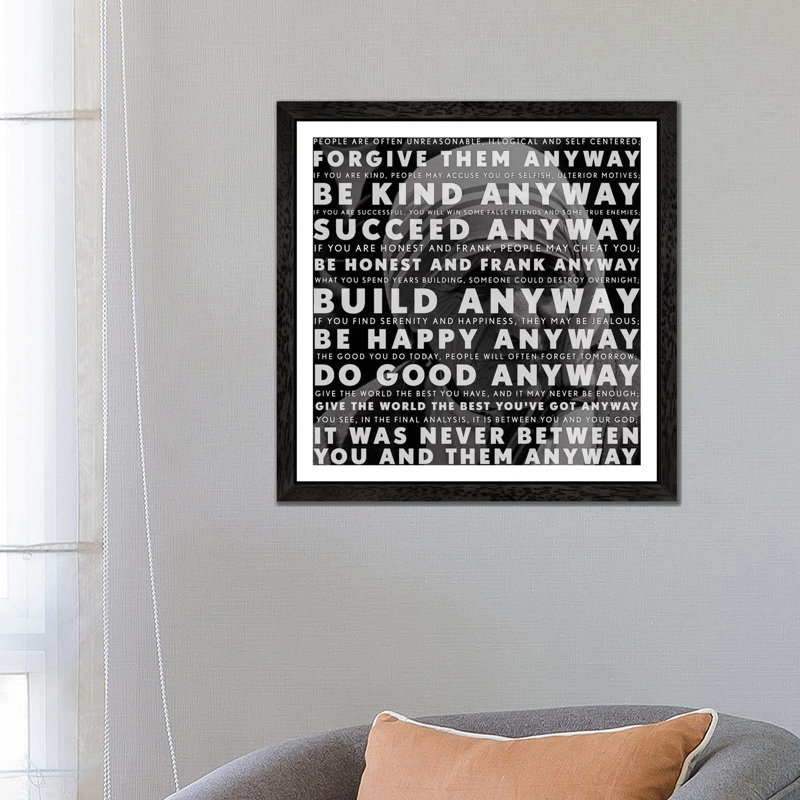 Mother Teresa Quote - Floater Frame Print on Canvas, Black, 45.72 cm H x 45.72 cm W