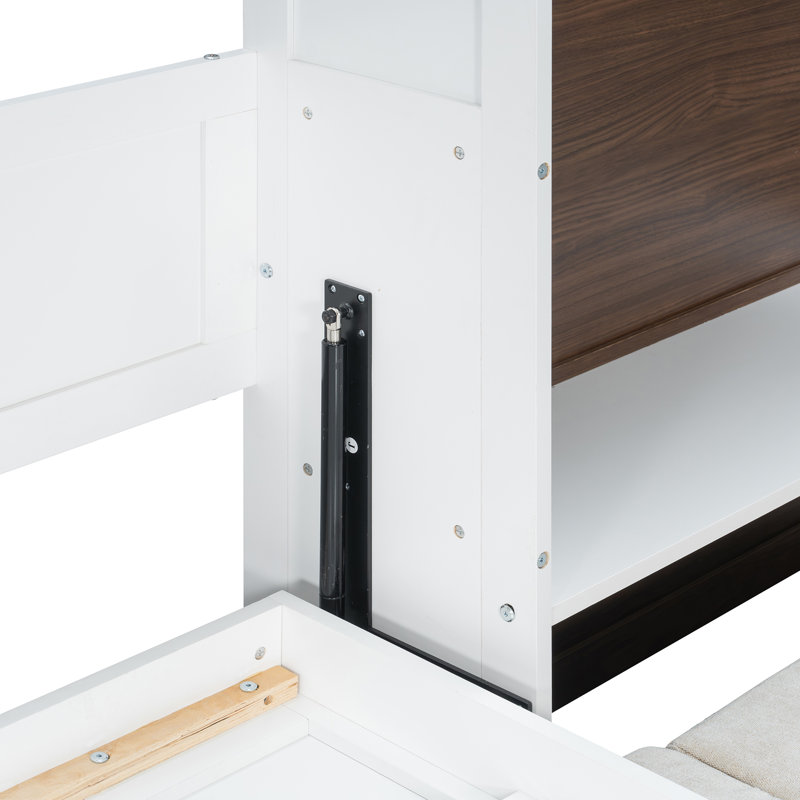 Lits gain d'espace avec rangement, lit escamotable moderne en bois MDF et MDF pour la maison, Blanc