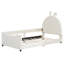 Lit de jour simple rembourré avec tête de lit pour oreilles de lapin, lit pour chambre d'enfant, beige