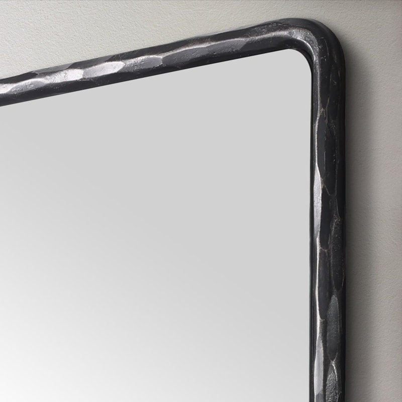 Miroir mural brun Brunge Miroir de salle de bain rustique, 30 po x 22 po, Noir fonte