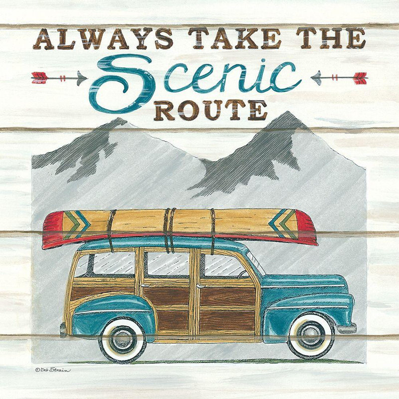 Toile tendue Trinx, Deb, art sur toile tendue Deb: Always Take the Scenic Route, H 28 po x l 28 po