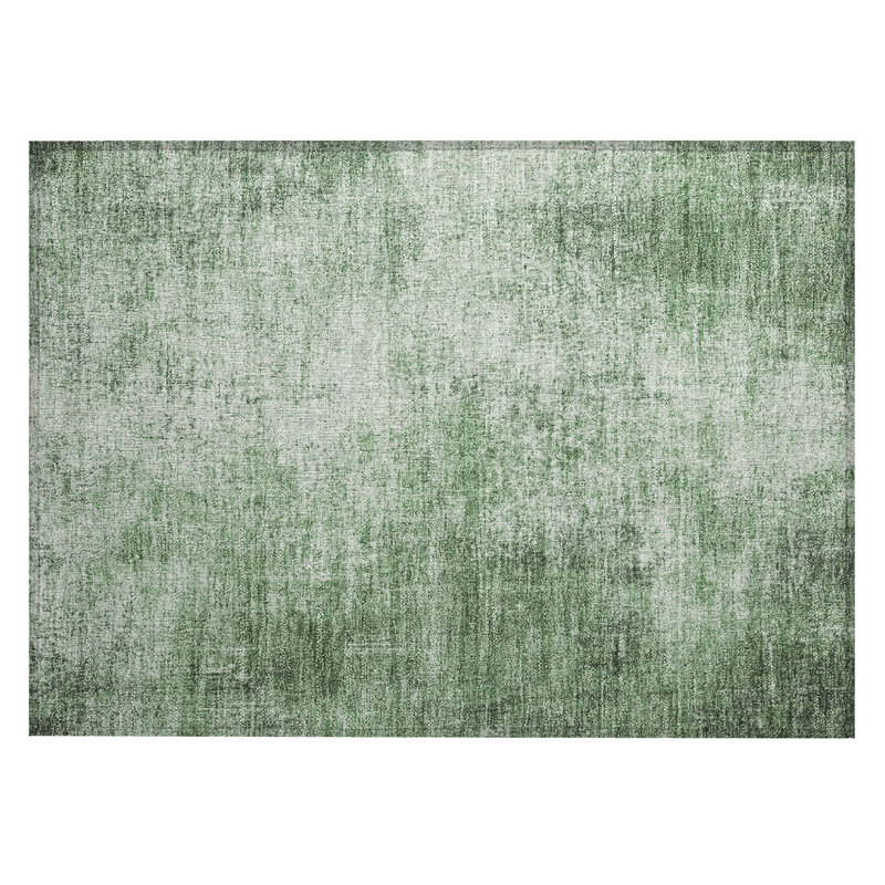 Machine Washable Indoor/Outdoor Xhevrie Green Rug, Rectangle 1'8" x 2'6"