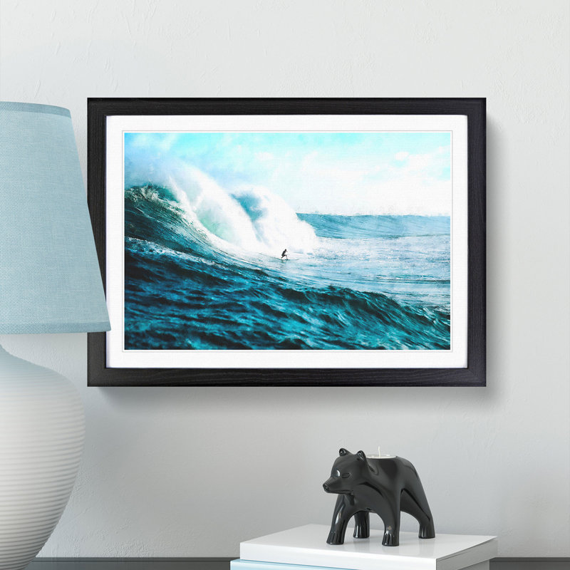 Surfs up - Picture Frame Painting Print, 24cm H x 33cm W x 2cm D, Black Framed