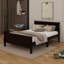 Lit plateforme double en bois avec tête de lit-247085630