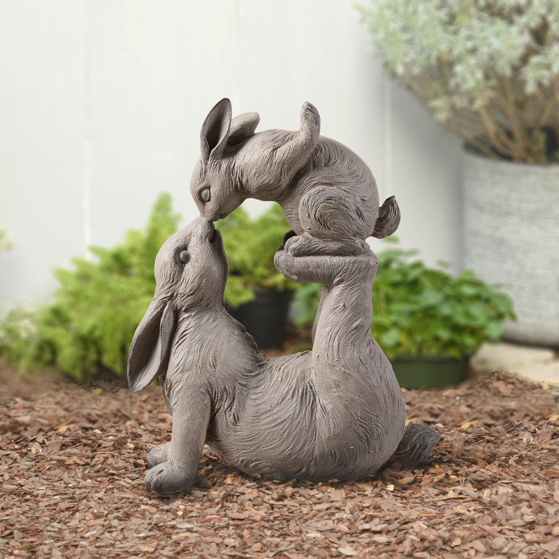 Statue de jardin maman et bébé lapins