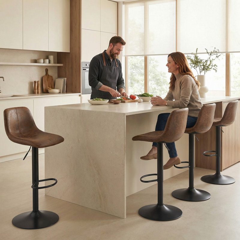 Swivel Yes Bar Stool with Steel Frame, Brown