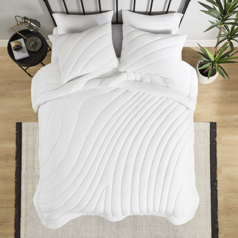 Édredon double / grand avec 2 taies décoratives - blanc, rembourré, facile d'entretien, 3 pièces Puffy 350G / m²