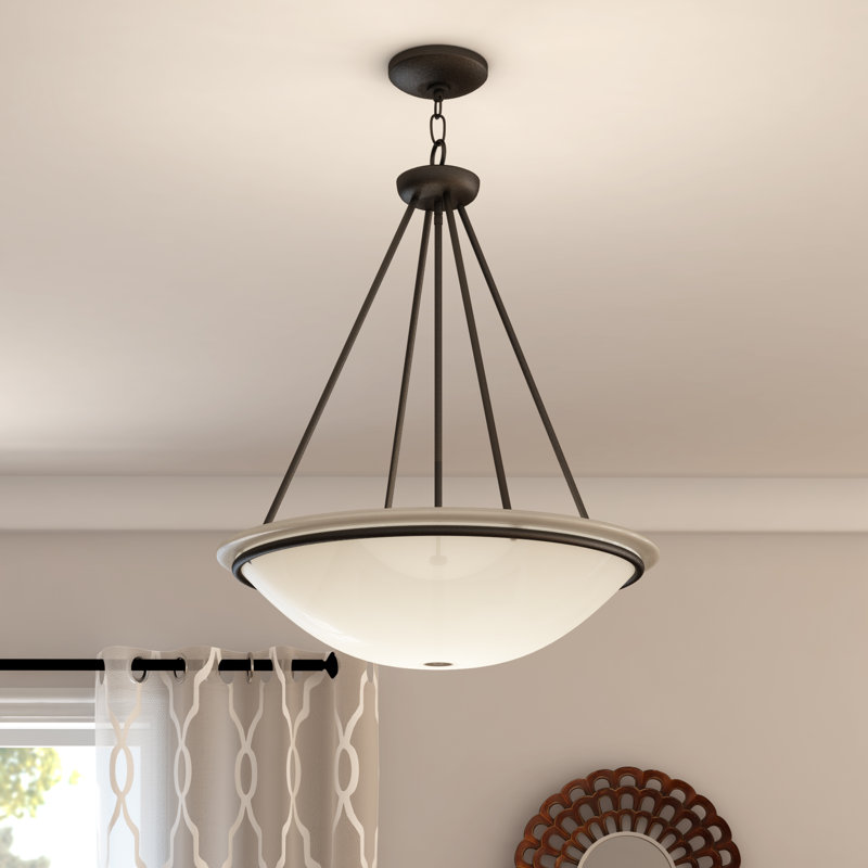 Luminaire suspendu de style lanterne à 3 lumières Tuckerman, H 22 po x l 20 po, Bronze