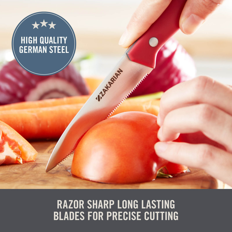Zakarian by Dash 2 Piece Paring Knife Set, Cranberry