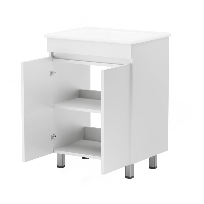 Meuble-lavabo autoportant avec porte et meuble-lavabo avec porte