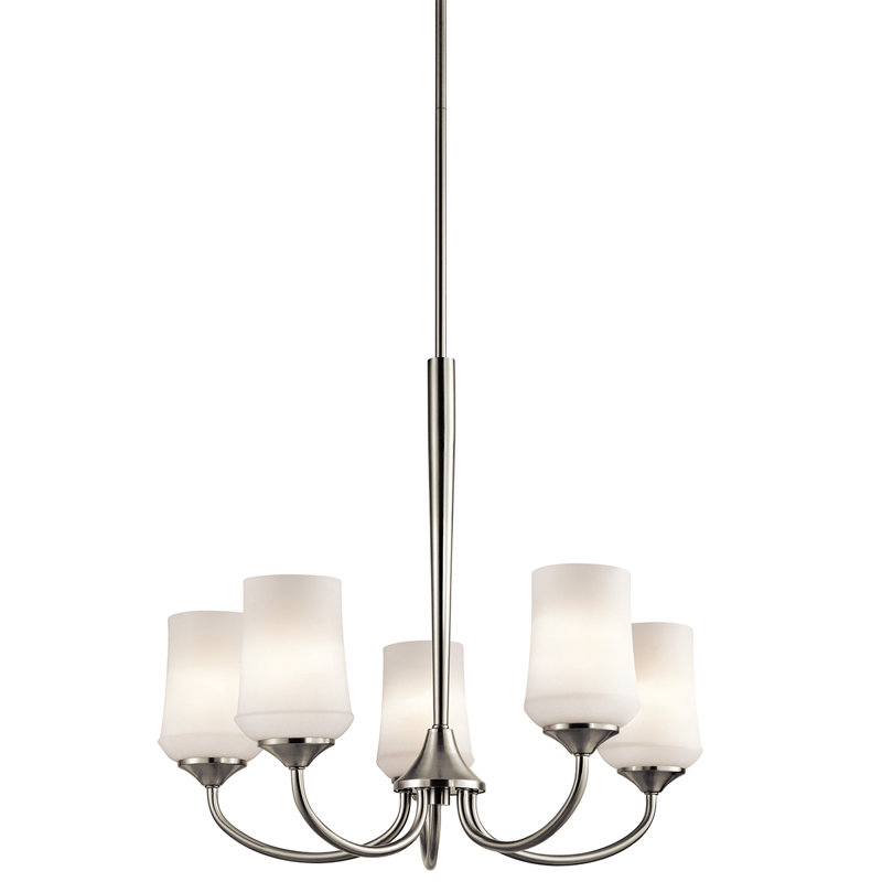 Aubrey 5 - Light Dimmable Classic / Traditional Chandelier, Brushed Nickel