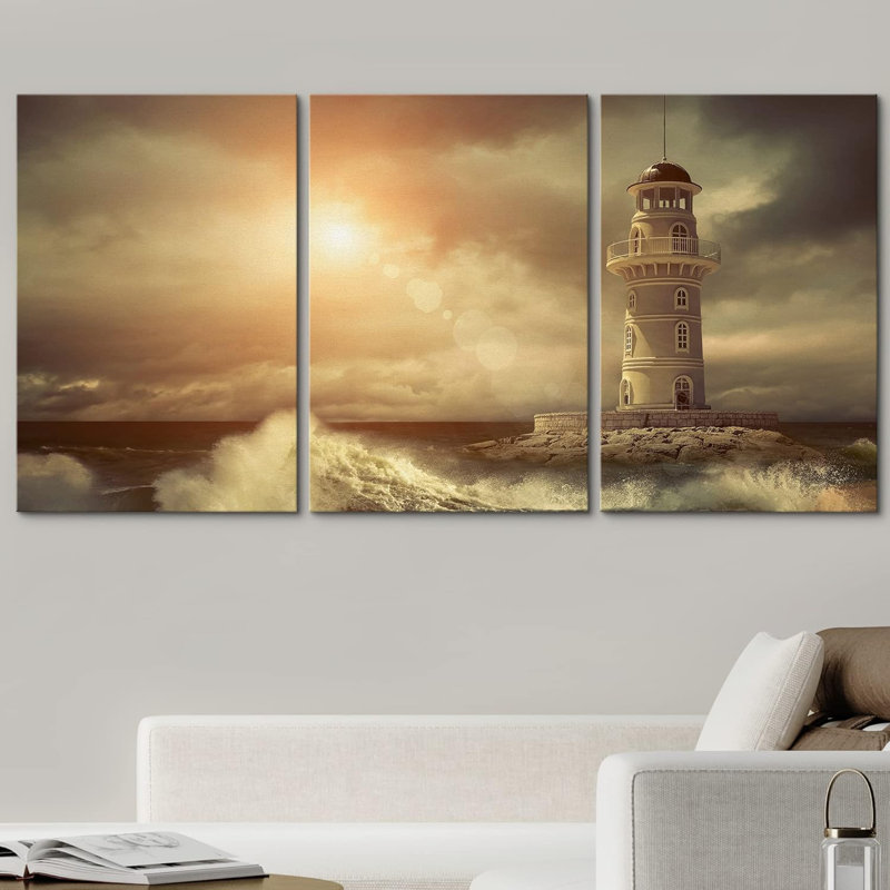 Phare sur la mer sous le ciel 3 pièces