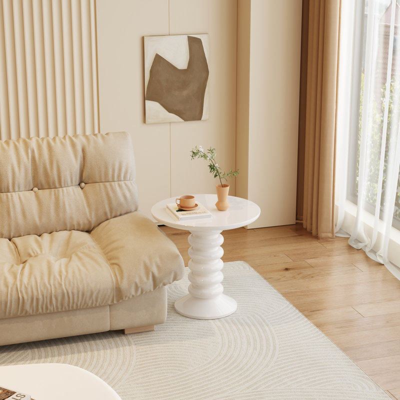 58 cm Cream White Round Side Table