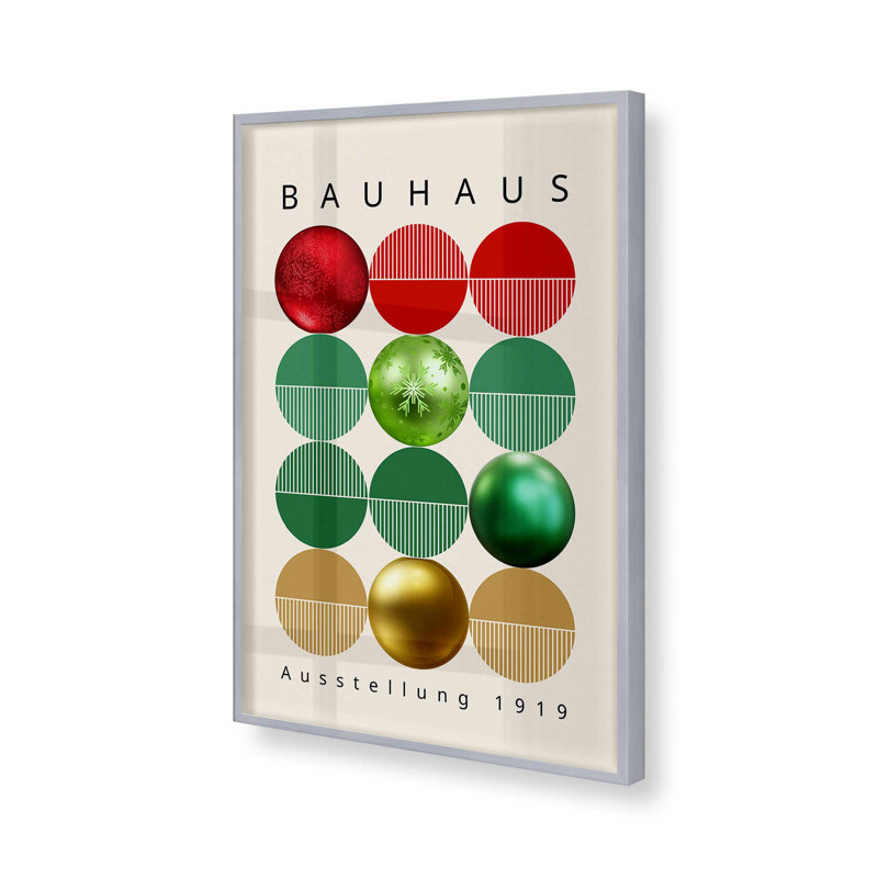 Reproduction d'affiche Bauhaus, H 15,25 po x l 12,25 po x P 1,25 po, Cadre simple en chrome poli poli
