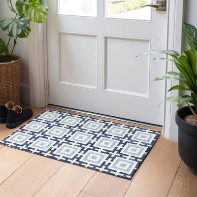 Tapis bleu marine lavable à la machine de qualité supérieure AMF139