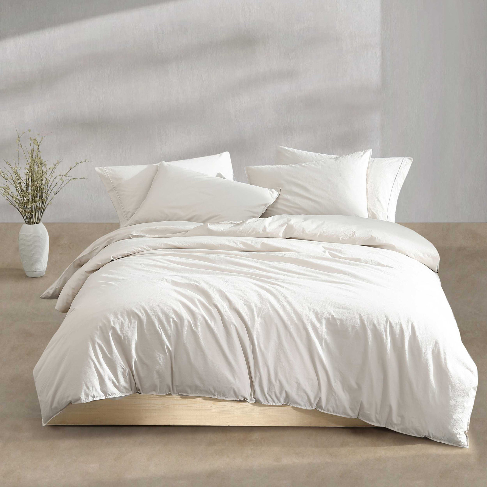 Calvin Klein Washed Percale Cotton Solid Comforter Set, Twin/Twin XL Comforter + 1 Standard Sham, Green