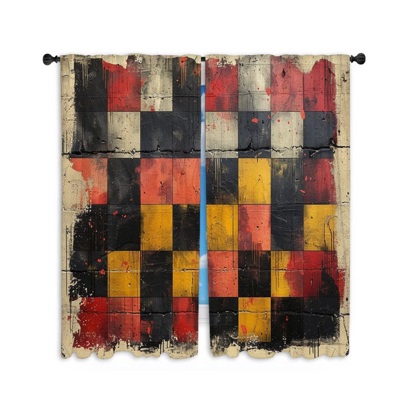 Art Panel Abstract Room Darkening Curtain Pair, 40" W x 54" L