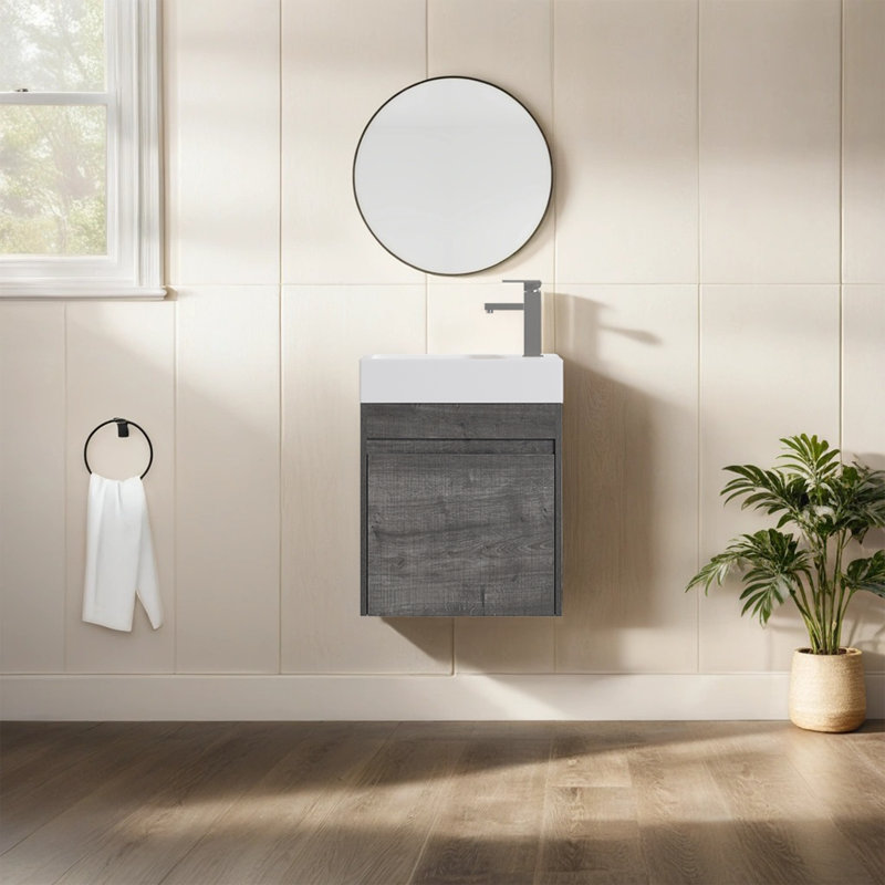 Ensemble de meuble-lavabo simple 18,12 po avec plateau en résine Crisang, Gris