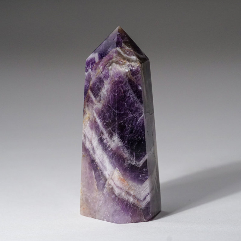 Polished Chevron Amethyst Point from Brazil (0.212 Lbs)