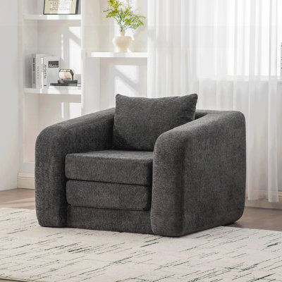 Canapé-lit simple pliable de 40 pouces avec accoudoirs et dossier, matelas convertible en chenille pour petits espaces
