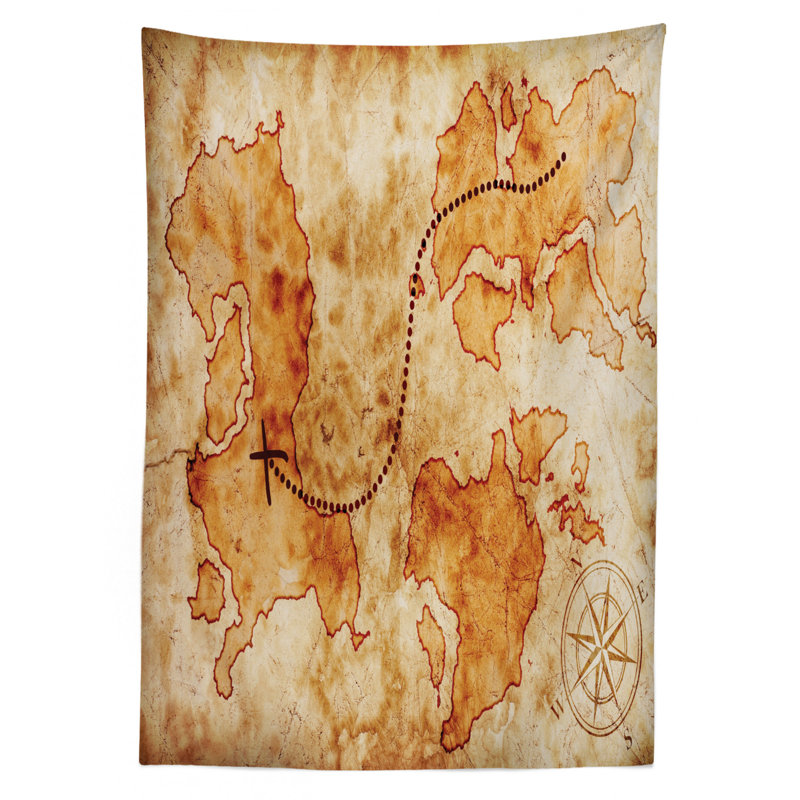 Island Map Tablecloth, 90" L x 60" W
