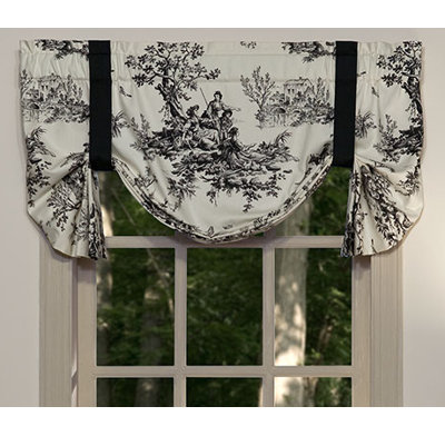 Bouvier Black Traditional Cotton Toile Tie Up Valance