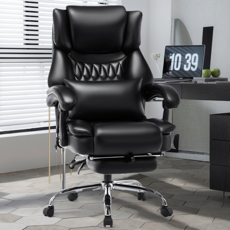 High Back Ergonomic Office Chair With Adjustable Armrest And  Adjustable Lumbar Support, Black