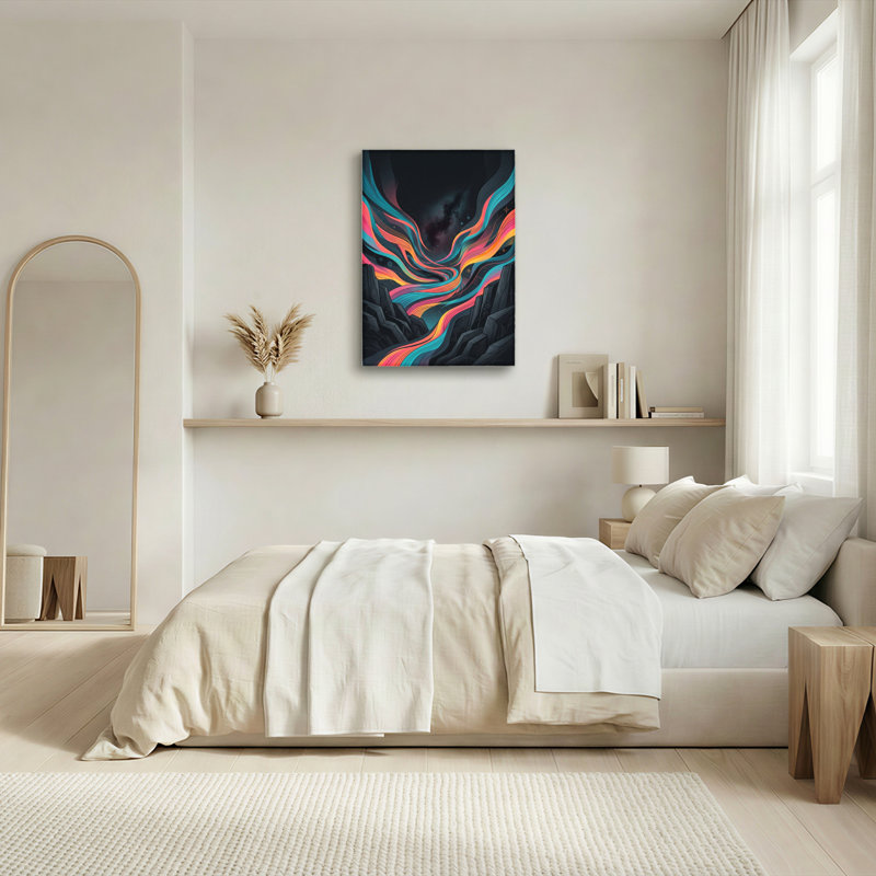 Ensemble de 1 tableau sur toile « Vagues cosmiques », 40"H x 28"W, Toile tendue
