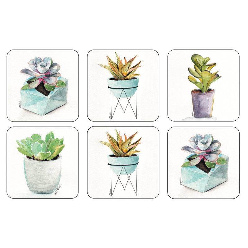 Pimpernel Succulents Coasters 4"X 4"